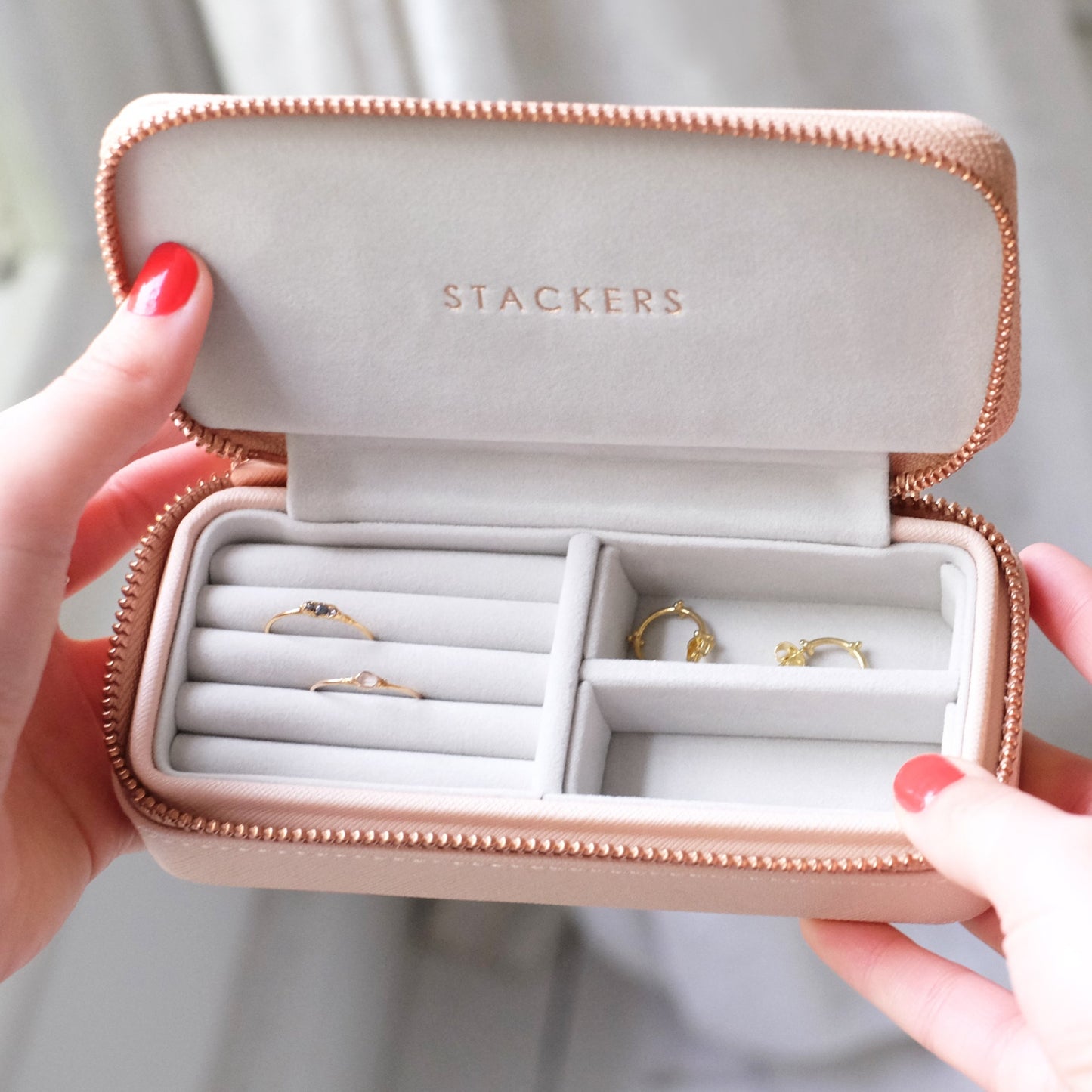 Blush Pink Medium Zipped Jewellery Box