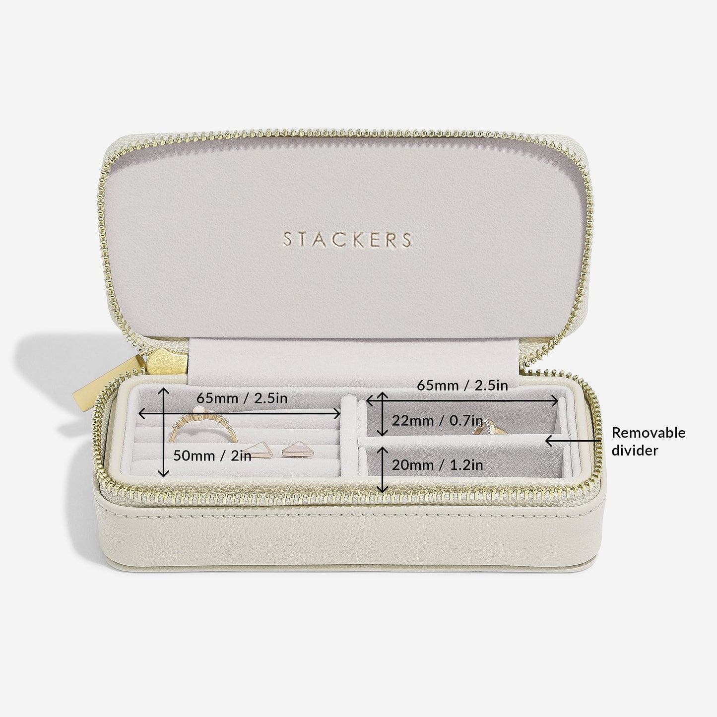 Oatmeal Medium Zipped Travel Jewellery Box