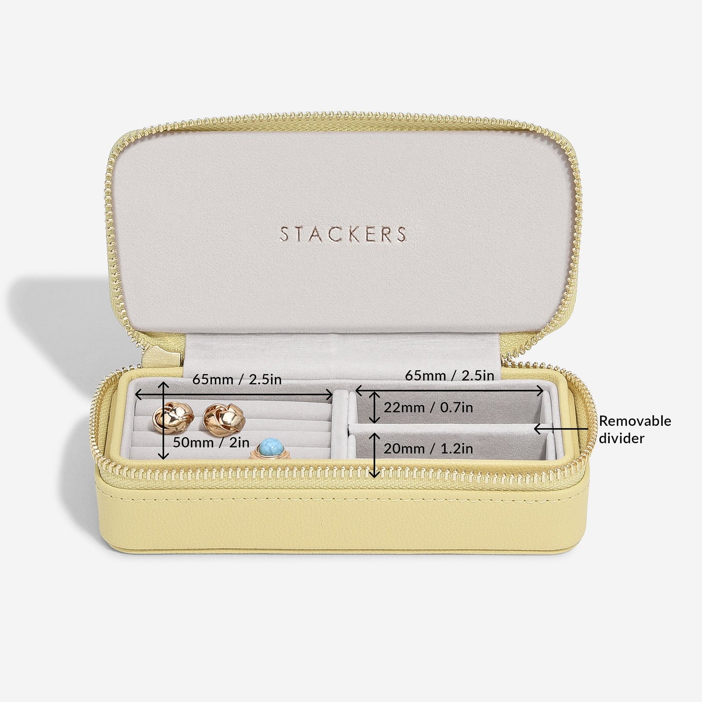 Yellow Medium Zipped Travel Jewellery Box