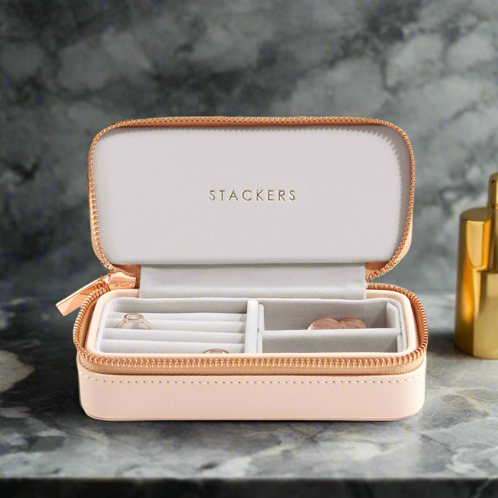 Blush Pink Medium Zipped Jewellery Box