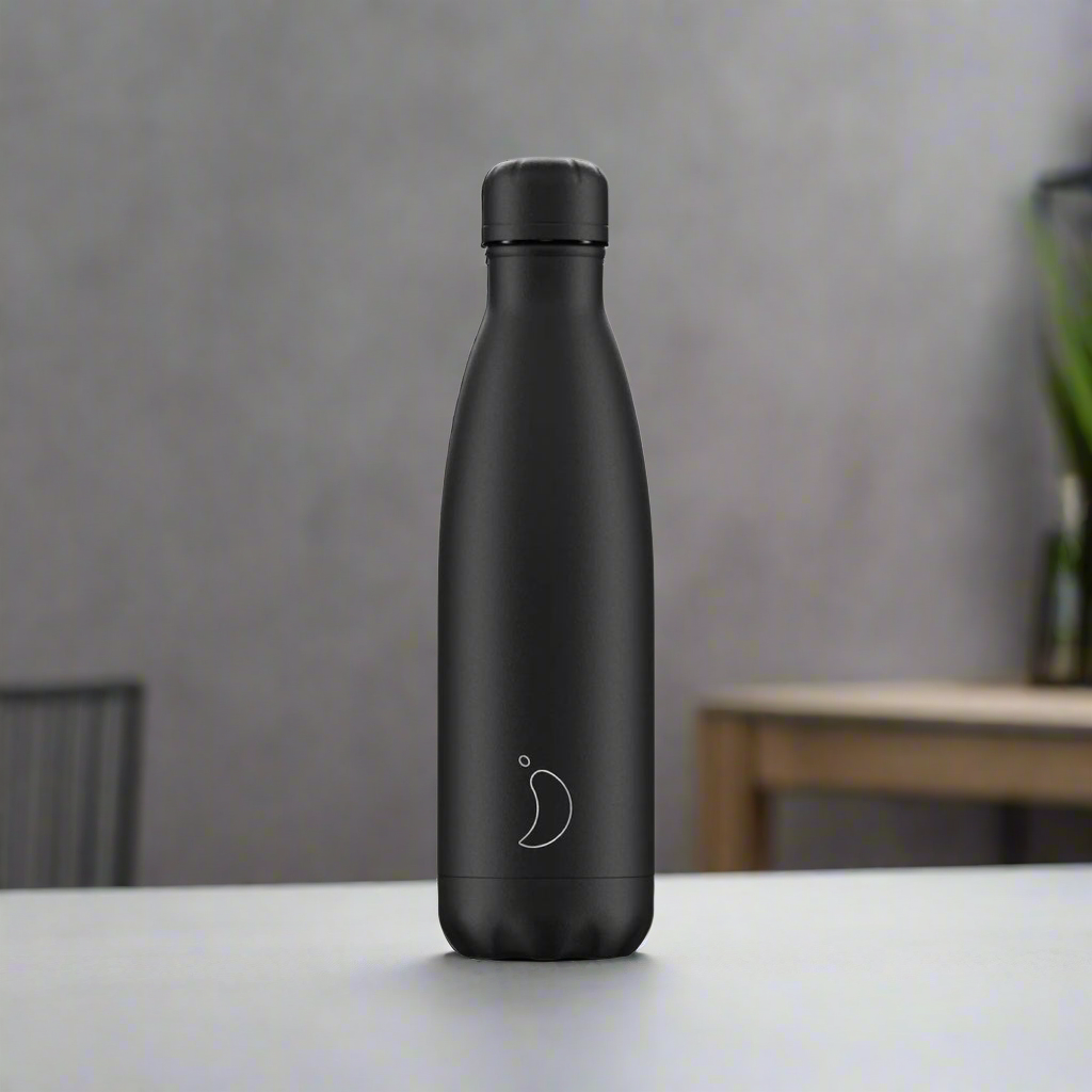 Chilly's Monochrome All Black 500ml Water Bottle