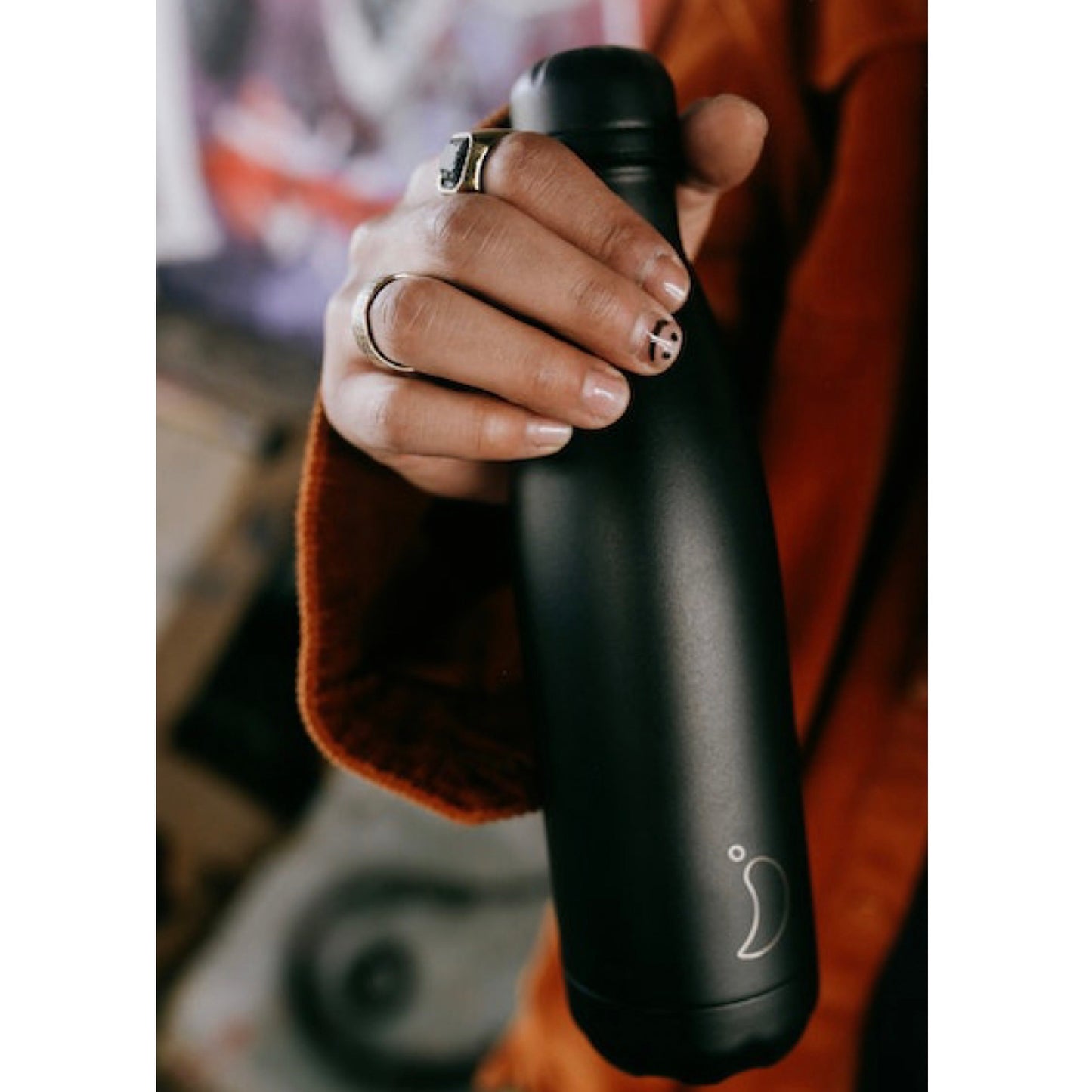 Chilly's Monochrome All Black 500ml Water Bottle