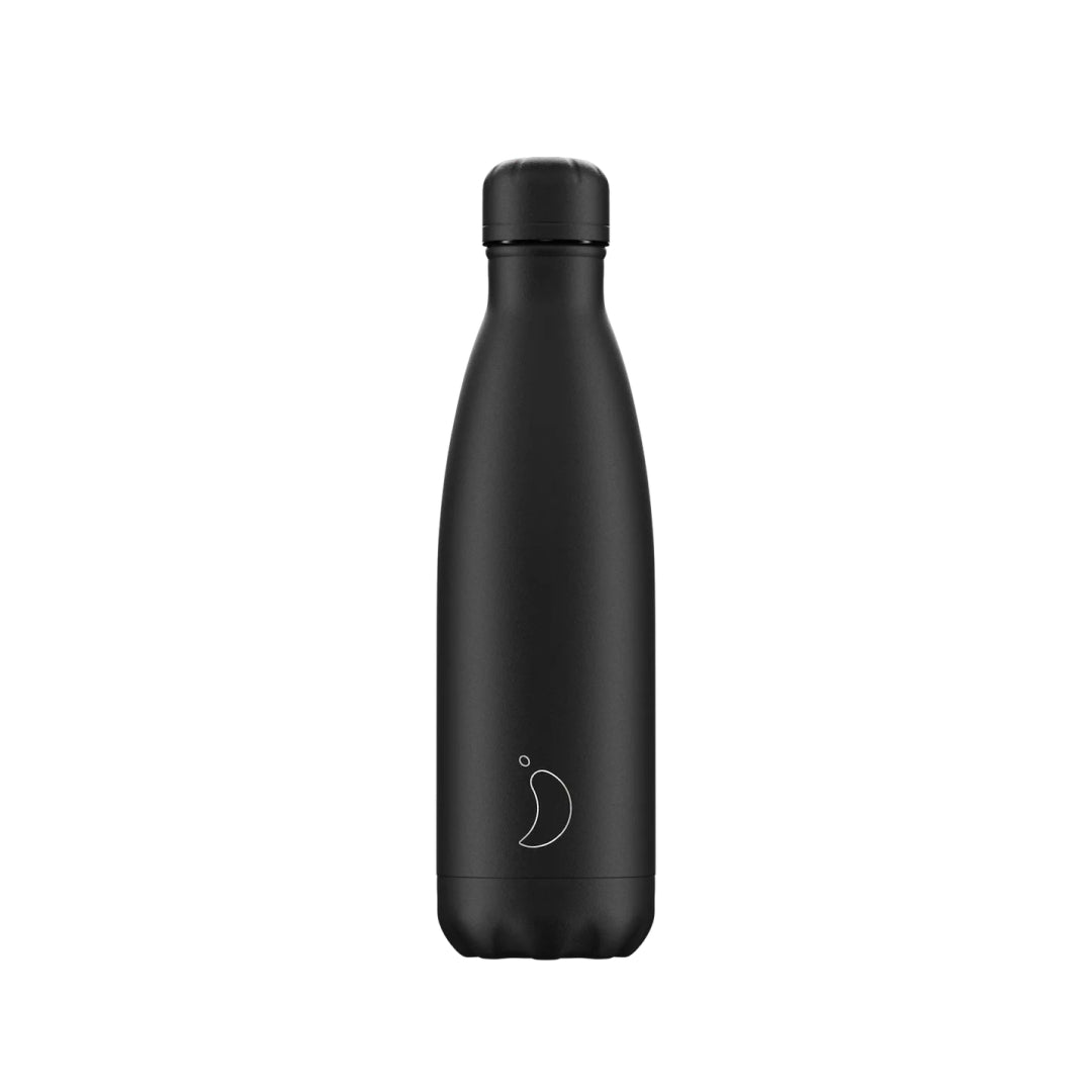 Chilly's Monochrome All Black 500ml Water Bottle